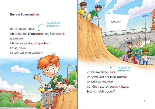 Buchcover und Innenansicht für das Buch: Leselöwen 2. Klasse -  Das geheimnisvolle Skateboard