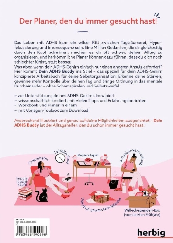 Buchcover und Innenansicht für das Buch: Dein ADHS Buddy
