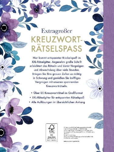 Buchcover und Innenansicht für das Buch: Großdruck-Kreuzworträtsel