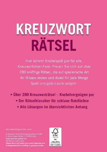 Buchcover und Innenansicht für das Buch: Kreuzworträtsel - Band 7 I Über 280 Rätsel für Erwachsene