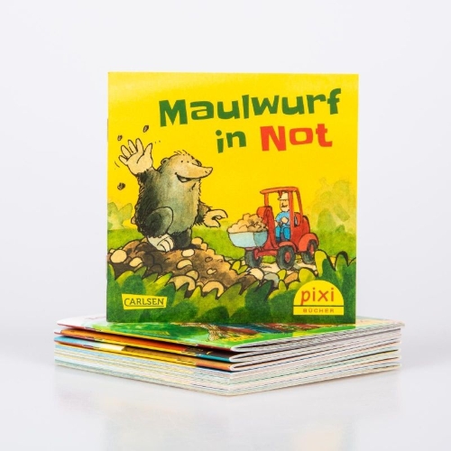Buchcover und Innenansicht für das Buch: Pixi-Bundle 8er Serie 276: Pixis Fahrzeuge auf der Baustelle (8x1 Exemplar)
