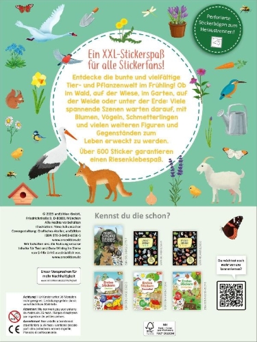 Buchcover und Innenansicht für das Buch: Das superdicke Stickerheft - Frühling