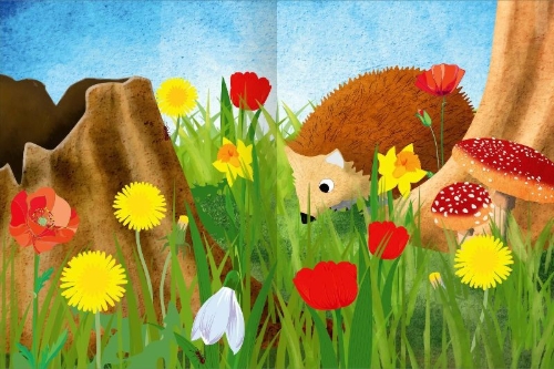 Buchcover und Innenansicht für das Buch: Das superdicke Stickerheft - Frühling