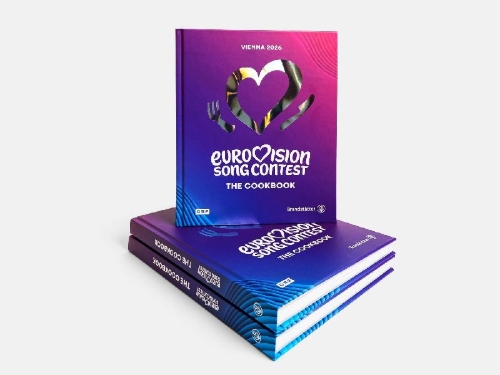 Buchcover und Innenansicht für das Buch: Eurovision Song Contest. Das Kochbuch