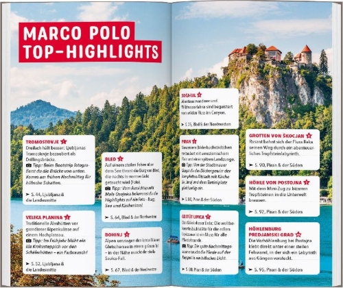 Buchcover und Innenansicht für das Buch: MARCO POLO Reiseführer Slowenien