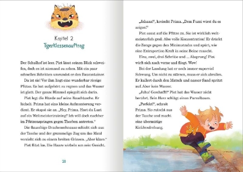 Buchcover und Innenansicht für das Buch: Die Wackelzahn-Bande und jede Menge Spaß in der Schule (Die Wackelzahn-Bande 2)