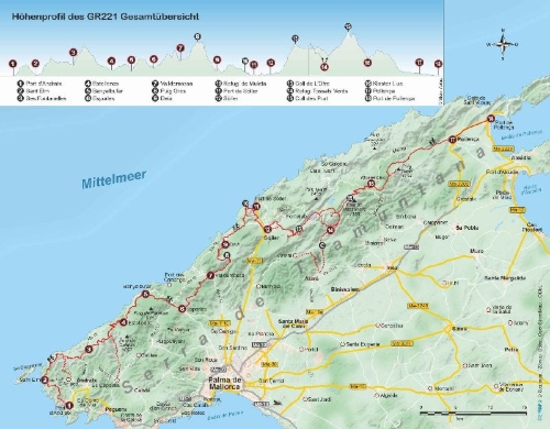 Buchcover und Innenansicht für das Buch: Mallorca GR 221 Route der Trockensteinmauern