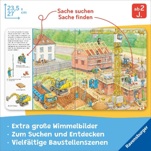 Buchcover und Innenansicht für das Buch: Mein großes Sachen suchen: Viele, viele Baustellen