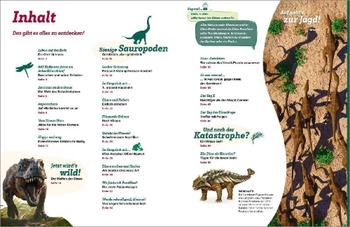 Buchcover und Innenansicht für das Buch: WAS IST WAS Dinosaurier. Superechsen der Urzeit