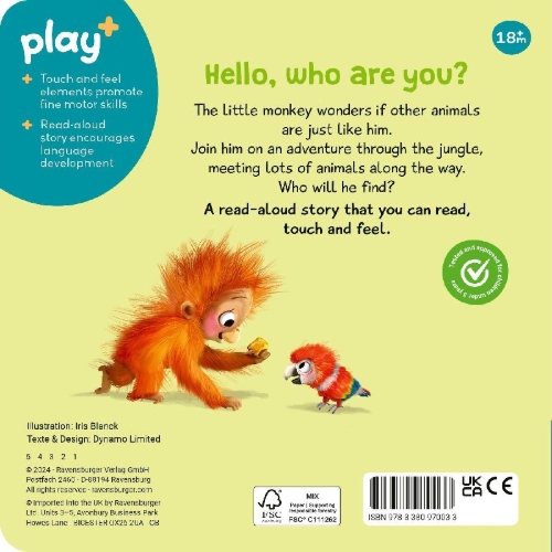 Buchcover und Innenansicht für das Buch: Play+ Are you a monkey like me?