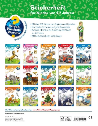 Buchcover und Innenansicht für das Buch: Wieso? Weshalb? Warum? Stickerheft: Fußball