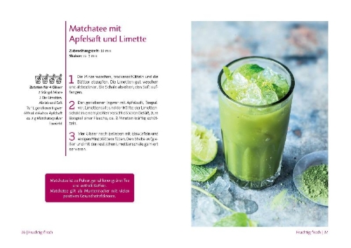 Buchcover und Innenansicht für das Buch: Eistee selber machen. Weniger Zucker, 100 % Natur