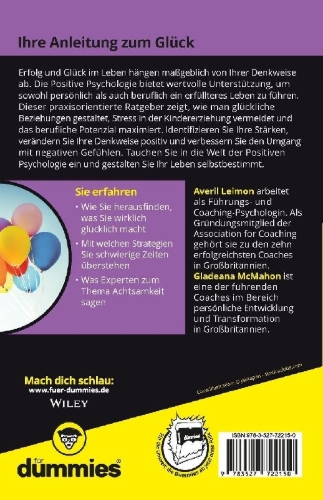 Buchcover und Innenansicht für das Buch: Positive Psychologie für Dummies