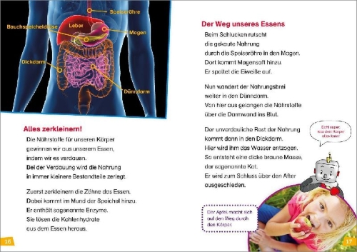 Buchcover und Innenansicht für das Buch: WAS IST WAS Erstes Lesen Band 14. Unser Körper