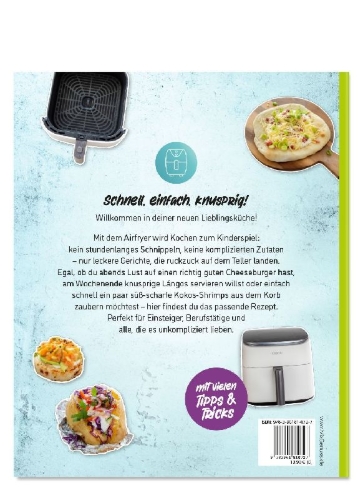 Buchcover und Innenansicht für das Buch: Rezepte für den AIRFRYER