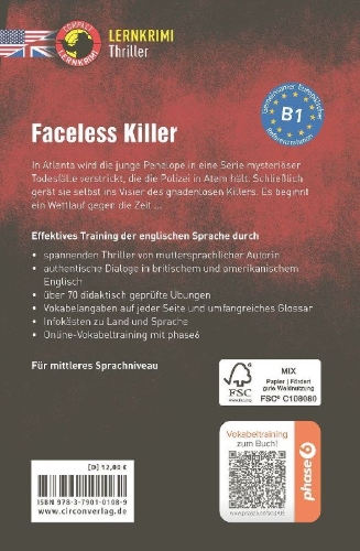 Buchcover und Innenansicht für das Buch: Faceless Killer