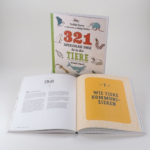 Buchcover und Innenansicht für das Buch: 312 superslimme dingen die je moet weten over dieren