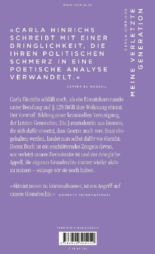 Buchcover und Innenansicht für das Buch: Meine verletzte Generation