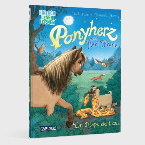 Buchcover und Innenansicht für das Buch: Ponyherz und Herr Franz: Ein Mops zieht aus