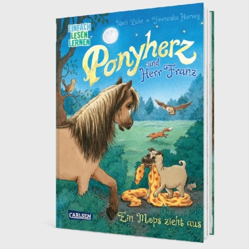 Buchcover und Innenansicht für das Buch: Ponyherz und Herr Franz: Ein Mops zieht aus