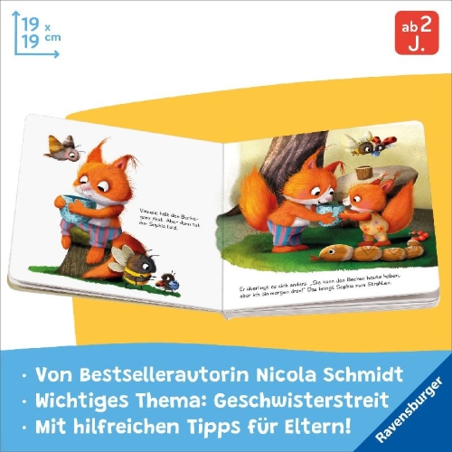 Buchcover und Innenansicht für das Buch: Mein artgerecht-Geschwisterbuch: Ich zuerst! Nein, ich!