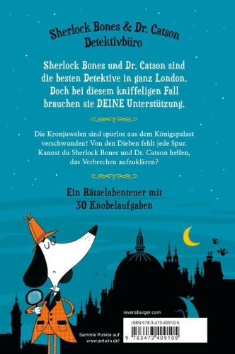 Buchcover und Innenansicht für das Buch: Sherlock Bones and the Case of the Crown Jewels
