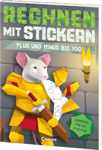 Buchcover und Innenansicht für das Buch: Rechnen mit Stickern - Plus und Minus bis 100