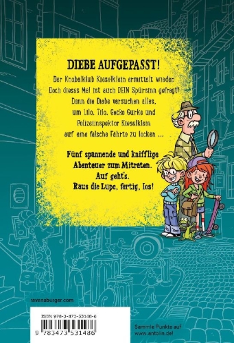 Buchcover und Innenansicht für das Buch: Schnapp den Dieb! Spannende Rätselkrimis zum Mitraten