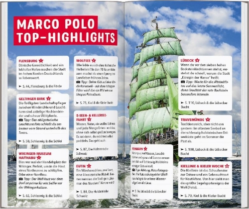Buchcover und Innenansicht für das Buch: MARCO POLO Reiseführer Ostseeküste, Schleswig-Holstein