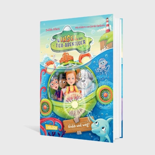 Buchcover und Innenansicht für das Buch: Insel der Tier-Abenteuer 2: Blubb und weg!