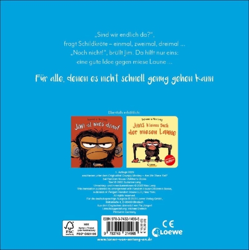 Buchcover und Innenansicht für das Buch: Grumpy Monkey Are We There Yet