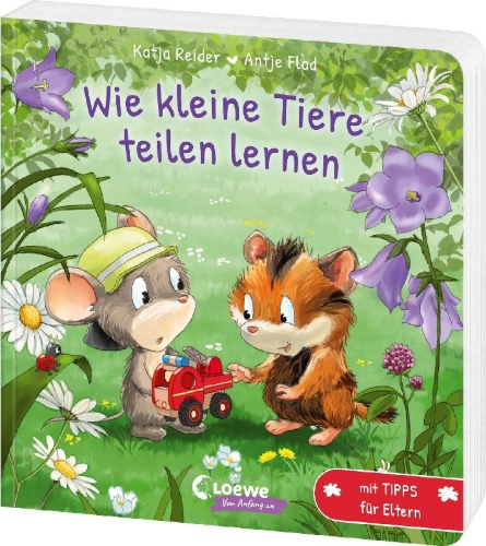 Buchcover und Innenansicht für das Buch: Wie kleine Tiere teilen lernen