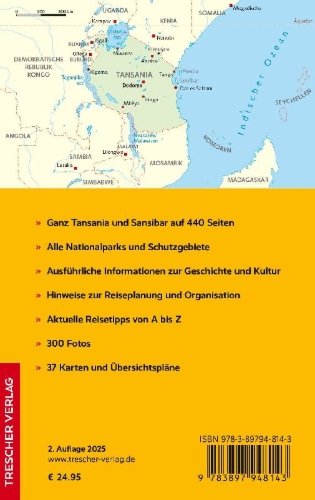 Buchcover und Innenansicht für das Buch: TRESCHER Reiseführer Tansania und Sansibar