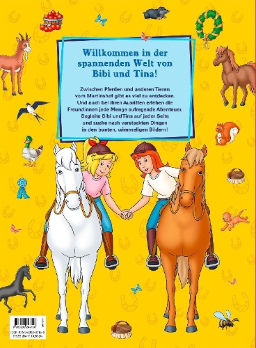 Buchcover und Innenansicht für das Buch: Bibi & Tina: Mein großes Suchbuch