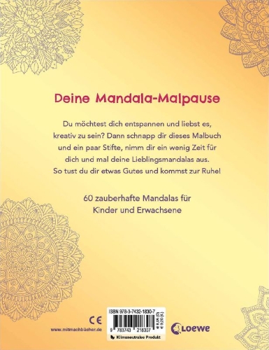 Buchcover und Innenansicht für das Buch: Ruhe und Entspannung mit Mandalas