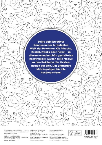 Buchcover und Innenansicht für das Buch: Pokémon: Kreativblock Paldea