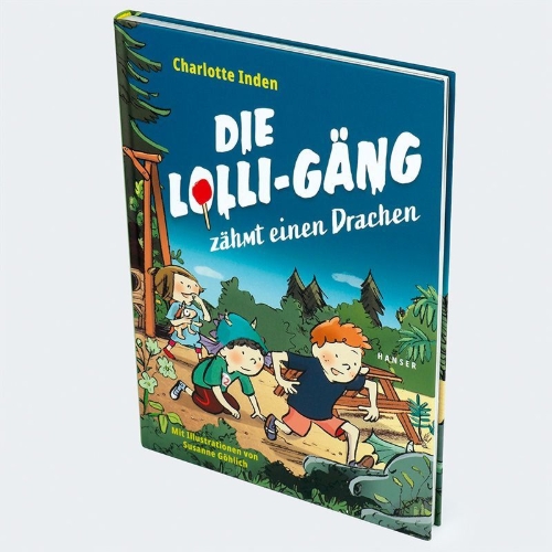 Buchcover und Innenansicht für das Buch: Die Lolli-Gäng zähmt einen Drachen