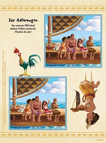 Buchcover und Innenansicht für das Buch: Panini: Disney Vaiana 2: Zauberhafter Rätselspaß - Mit Stick