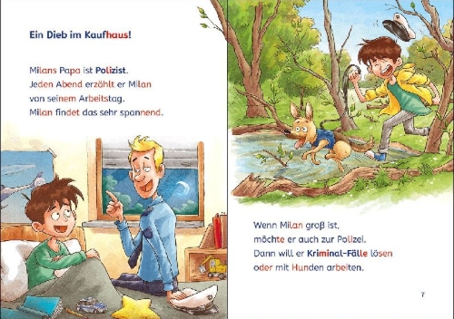Buchcover und Innenansicht für das Buch: Leselöwen 1. Klasse - Ein spannender Fall für die Polizei