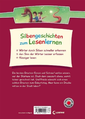 Buchcover und Innenansicht für das Buch: Silbengeschichten zum Lesenlernen - Drachengeschichten
