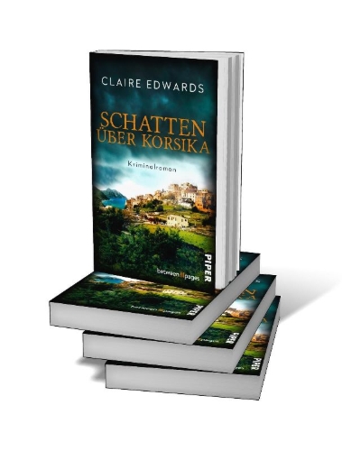 Buchcover und Innenansicht für das Buch: Schatten über Korsika