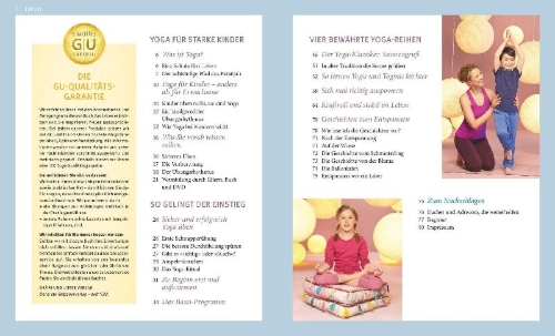 Buchcover und Innenansicht für das Buch: Yoga für Kinder (mit DVD)