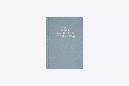 Buchcover und Innenansicht für das Buch: Das 6-Minuten-Tagebuch pur (aquarellblau)