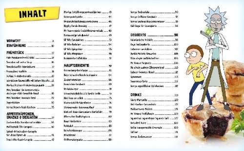 Buchcover und Innenansicht für das Buch: Rick and Morty: The Official Cookbook