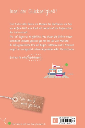 Buchcover und Innenansicht für das Buch: Glücksorte auf Rügen. Mit Hiddensee & Stralsund
