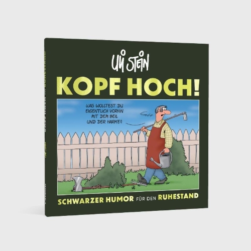 Buchcover und Innenansicht für das Buch: Kopf hoch! Schwarzer Humor für den Ruhestand
