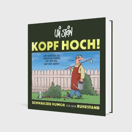 Buchcover und Innenansicht für das Buch: Kopf hoch! Schwarzer Humor für den Ruhestand