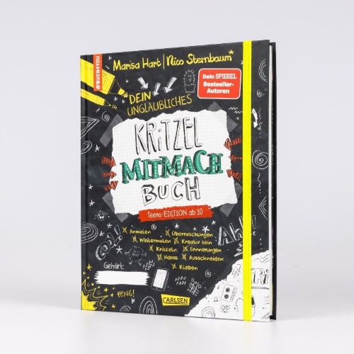 Buchcover und Innenansicht für das Buch: #buch4you: Dein unglaubliches Kritzel-Mitmach-Buch