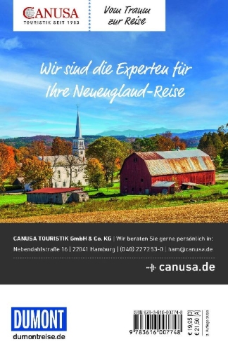 Buchcover und Innenansicht für das Buch: DUMONT Reise-Taschenbuch Reiseführer Boston & Neuengland