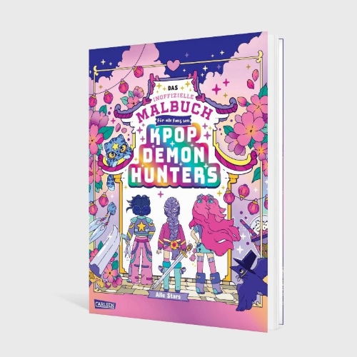 Buchcover und Innenansicht für das Buch: K-POP Das inoffizielle Malbuch für Fans von K-POP DEMON HUNTERS